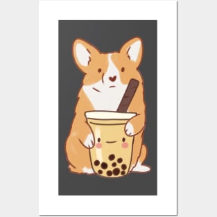 boba Corgi illustration Posters and Art